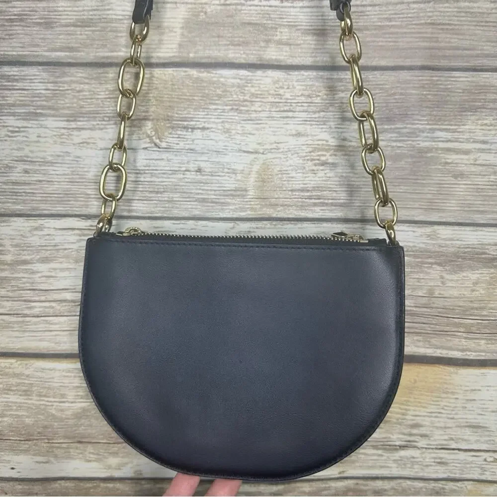 Lauren Ralph Lauren Smooth Leather Sutton Crossbody black gold chain